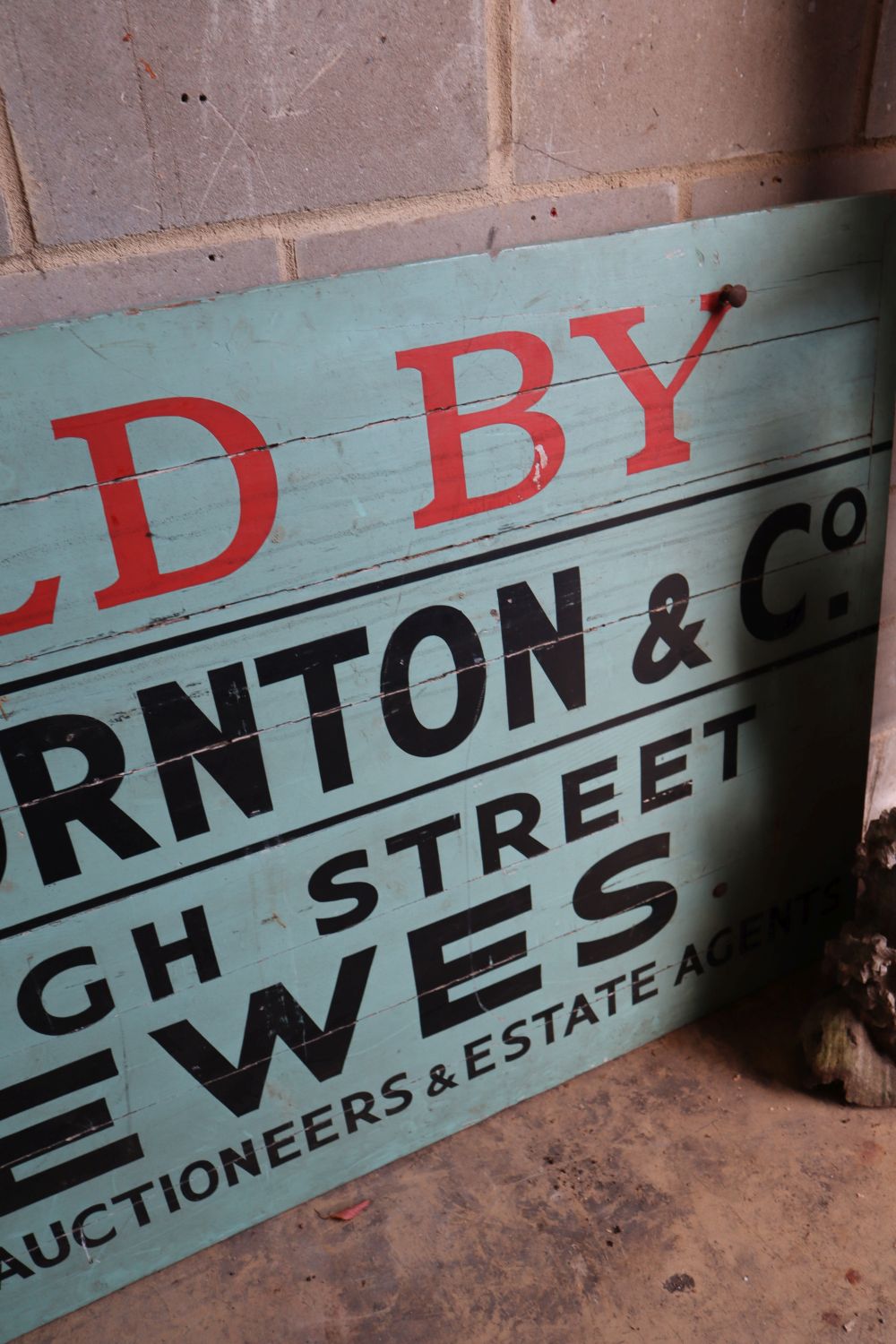 A large Thornton & Co. Lewes Sold Board, width 183cm, height 111cm